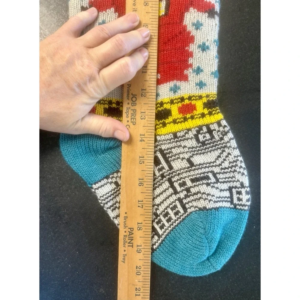 Christmas Stocking Knitted Robot Red Teal 20